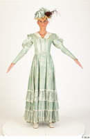  Photos Woman in Historical Dress 4 19th Century Green Dress a poses whole body 0001.jpg